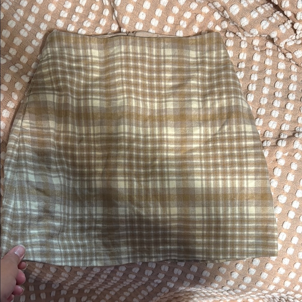 Wilfred Tan and Cream A-line Mini Skirt